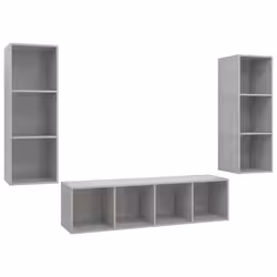 vidaXL Set Porta TV 3 pz Grigio Cemento in Truciolato - Vista aggiuntiva 2