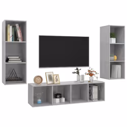 vidaXL Set Porta TV 3 pz Grigio Cemento in Truciolato - Vista aggiuntiva 3