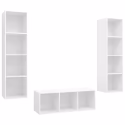 vidaXL Set Mobile TV 3 pz Bianco in Truciolato - Vista aggiuntiva 2