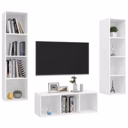 vidaXL Set Mobile TV 3 pz Bianco in Truciolato - Vista aggiuntiva 3
