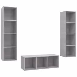 vidaXL Set Porta TV 3 pz Grigio Cemento in Truciolato - Vista aggiuntiva 2
