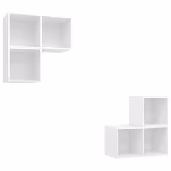 vidaXL Set Mobile TV 4 pz Bianco in Truciolato - Vista aggiuntiva 2