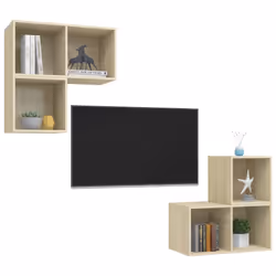 vidaXL Set Porta TV 4 pz Rovere Sonoma in Truciolato - Vista aggiuntiva 3