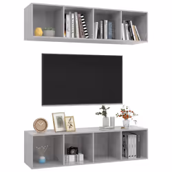 vidaXL Mobile TV a Parete 2 pz Grigio Cemento in Truciolato - Vista aggiuntiva 3