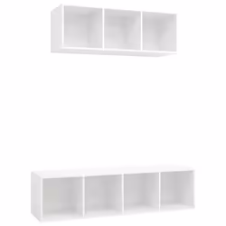 vidaXL Set Mobile TV 2 pz Bianco in Truciolato - Vista aggiuntiva 2