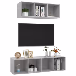 vidaXL Set Porta TV 2 pz Grigio Calcestruzzo in Truciolato - Vista aggiuntiva 3