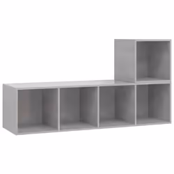 vidaXL Set Porta TV 2 pz Grigio Cemento in Truciolato - Vista aggiuntiva 2