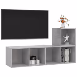 vidaXL Set Porta TV 2 pz Grigio Cemento in Truciolato - Vista aggiuntiva 3