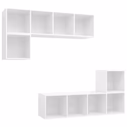 vidaXL Set Mobili Porta TV 4 pz Bianco in Legno Multistrato - Vista aggiuntiva 2