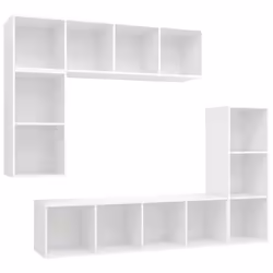 vidaXL Set di Mobili Porta TV 4 pz Bianco in Legno Multistrato - Vista aggiuntiva 2