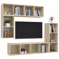 vidaXL Set di Mobili Porta TV 4 pz Rovere Sonoma in Legno Multistrato - Vista aggiuntiva 3