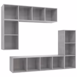 vidaXL Set di Mobili Porta TV 4 pz Grigio Cemento in Legno Multistrato - Vista aggiuntiva 2