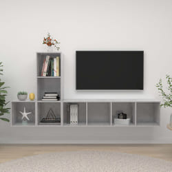 vidaXL Set Porta TV 3 pz Grigio Cemento in Truciolato