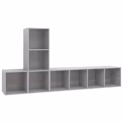 vidaXL Set Porta TV 3 pz Grigio Cemento in Truciolato - Vista aggiuntiva 2