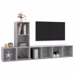 vidaXL Set Porta TV 3 pz Grigio Cemento in Truciolato - Vista aggiuntiva 3