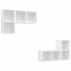 vidaXL Mobili TV a Parete 4 pz Bianco in Legno Multistrato - Vista aggiuntiva 2