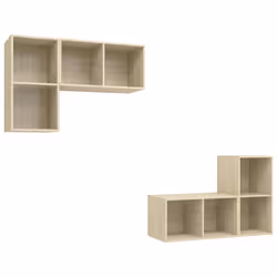 vidaXL Mobile TV a Parete 4 pz Rovere Sonoma in Truciolato - Vista aggiuntiva 2