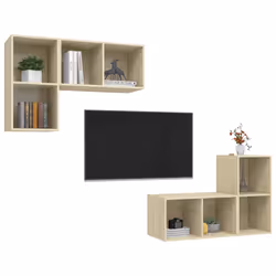 vidaXL Mobile TV a Parete 4 pz Rovere Sonoma in Truciolato - Vista aggiuntiva 3