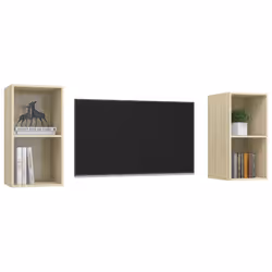 vidaXL Mobile TV a Parete 2 pz Rovere Sonoma in Truciolato - Vista aggiuntiva 3