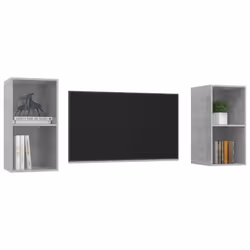 vidaXL Mobile TV a Parete 2 pz Grigio Cemento in Truciolato - Vista aggiuntiva 3