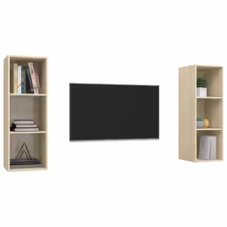 vidaXL Mobile TV a Parete 2 pz Rovere Sonoma in Truciolato - Vista aggiuntiva 3