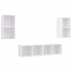 vidaXL Mobile TV a Parete 4 pz Bianco in Truciolato - Vista aggiuntiva 2