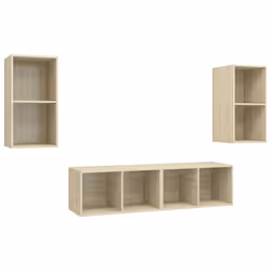 vidaXL Mobile TV a Parete 4 pz Rovere Sonoma in Truciolato - Vista aggiuntiva 2