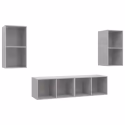 vidaXL Mobile TV a Parete 4 pz Grigio Cemento in Truciolato - Vista aggiuntiva 2