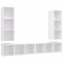 vidaXL Mobile TV a Parete 4 pz Bianco in Truciolato - Vista aggiuntiva 2