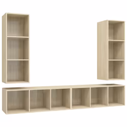 vidaXL Mobile TV a Parete 4 pz Rovere Sonoma in Truciolato - Vista aggiuntiva 2