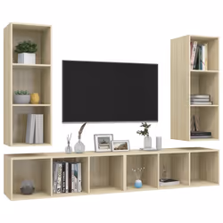 vidaXL Mobile TV a Parete 4 pz Rovere Sonoma in Truciolato - Vista aggiuntiva 3