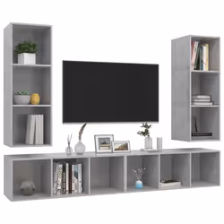 vidaXL Mobile TV a Parete 4 pz Grigio Cemento in Truciolato - Vista aggiuntiva 3