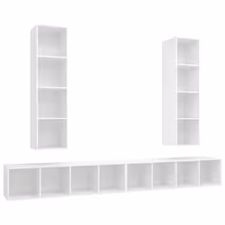 vidaXL Mobile TV a Parete 4 pz Bianco in Truciolato - Vista aggiuntiva 2