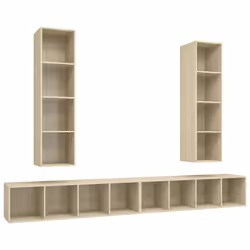 vidaXL Mobile TV a Parete 4 pz Rovere Sonoma in Legno Multistrato - Vista aggiuntiva 2
