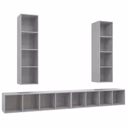 vidaXL Mobile TV a Parete 4 pz Grigio Cemento in Legno Multistrato - Vista aggiuntiva 2