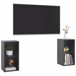 vidaXL Mobili TV 2 pz Grigio Lucido 72x35x36,5 cm in Legno Multistrato - Vista aggiuntiva 3
