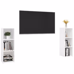 vidaXL Mobili TV 2 pz Bianchi 107x35x37 cm in Legno Multistrato - Vista aggiuntiva 3