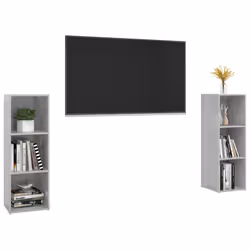 vidaXL Mobili TV 2 pz Grigio Cemento 107x35x37 cm in Legno Multistrato - Vista aggiuntiva 3
