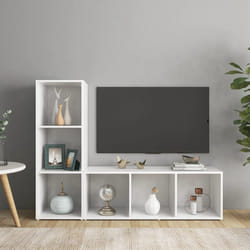 vidaXL Mobili TV 2 pz Bianchi 107x35x37 cm in Legno Multistrato