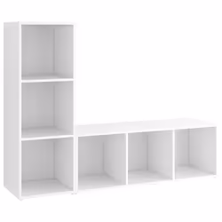 vidaXL Mobili TV 2 pz Bianchi 107x35x37 cm in Legno Multistrato - Vista aggiuntiva 2