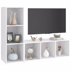 vidaXL Mobili TV 2 pz Bianchi 107x35x37 cm in Legno Multistrato - Vista aggiuntiva 3
