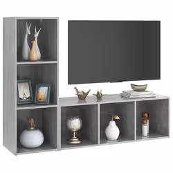 vidaXL Mobili TV 2 pz Grigio Cemento 107x35x37 cm in Legno Multistrato - Vista aggiuntiva 3