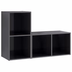 vidaXL Mobili TV 2 pz Grigio Lucido 72x35x36,5 cm in Legno Multistrato - Vista aggiuntiva 2