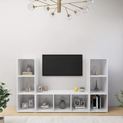 vidaXL Mobili TV 3 pz Bianchi 107x35x37 cm in Legno Multistrato