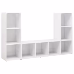 vidaXL Mobili TV 3 pz Bianchi 107x35x37 cm in Legno Multistrato - Vista aggiuntiva 2