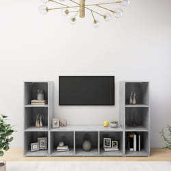 vidaXL Mobili TV 3 pz Grigio Cemento 107x35x37 cm in Legno Multistrato