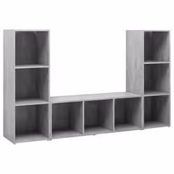 vidaXL Mobili TV 3 pz Grigio Cemento 107x35x37 cm in Legno Multistrato - Vista aggiuntiva 2