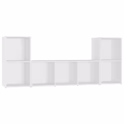 vidaXL Set Mobili Porta TV 3 pz Bianco in Legno Multistrato - Vista aggiuntiva 2