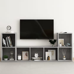 vidaXL Set Mobile TV 3 pz Grigio Cemento in Legno Multistrato