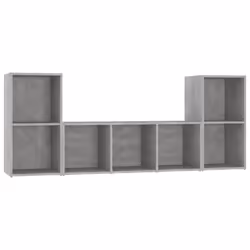 vidaXL Set Mobile TV 3 pz Grigio Cemento in Legno Multistrato - Vista aggiuntiva 2